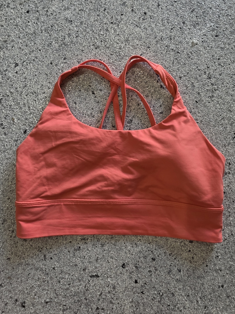 Lululemon Coral Orange Strappy Longline Sports Bra Size 10